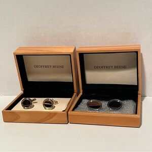 Geoffrey Beene Men's Cufflinks, Pair of Silver-Toned and a Pair of Gold-Toned